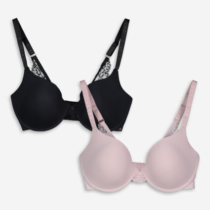 Two Pack Black & Pink Bras - Image 1 - please select to enlarge image