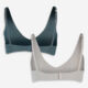 Two Pack Blue Rib Plunge Bralettes - Image 2 - please select to enlarge image