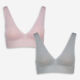 Two Pack Pink & Grey Bralettes - Image 1 - please select to enlarge image