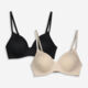 Two Pack Black & Beige Brush Hour Bras - Image 1 - please select to enlarge image