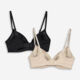 Two Pack Black & Beige Brush Hour Bras - Image 2 - please select to enlarge image