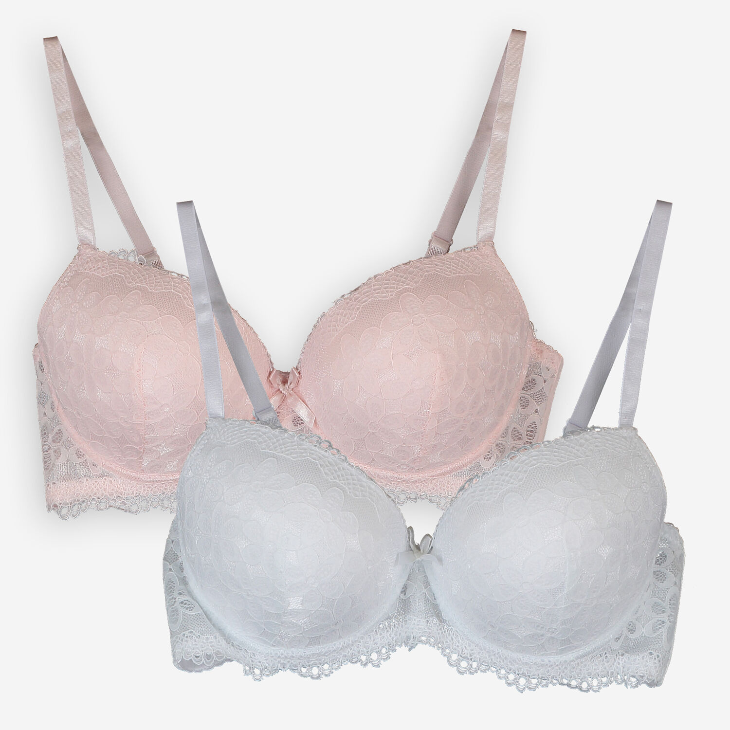 Two Pack Pink & White Lace Bras - TK Maxx UK