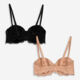 Two Pack Beige & Black Sheen Multiway Bra - Image 2 - please select to enlarge image