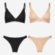 Black & Nude Four Piece Lingerie Set - Image 1 - please select to enlarge image