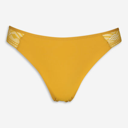 Mustard Lace Back Thong  - Image 1 - please select to enlarge image