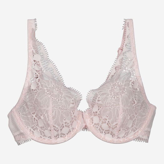 Pink Wired Lace Bra  - Image 1 - please select to enlarge image