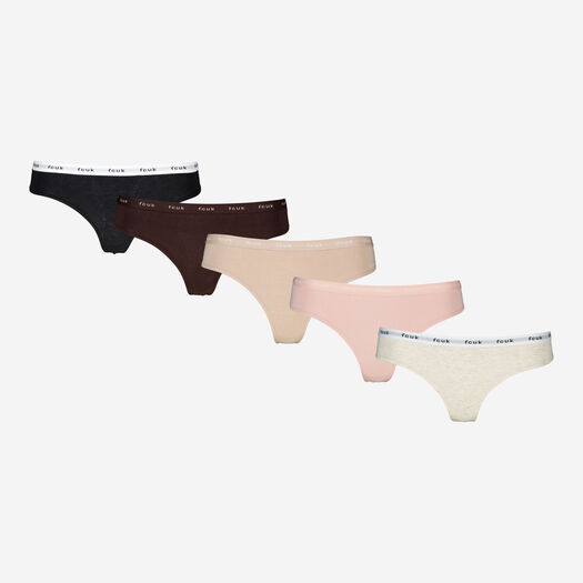 Five Pack Multicoloured Tape Thongs - Image 1 - please select to enlarge image