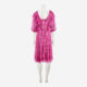 Pink Patterned Frill Detail Maxi Dress  - Image 2 - please select to enlarge image