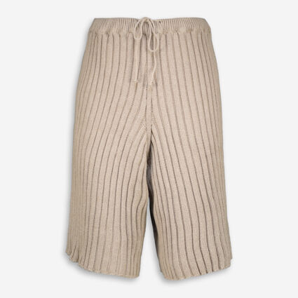 Sand Beige Rib Knit Shorts - Image 1 - please select to enlarge image