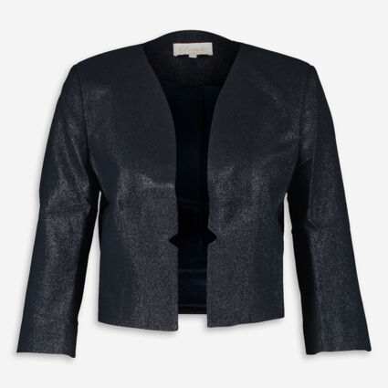 Midnight Blue Glittered Crop Jacket - Image 1 - please select to enlarge image