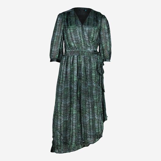 Bottle Green Asymmetric Wrap Dress - Image 1 - please select to enlarge image