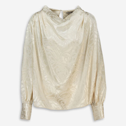 Cream Patterned Satin Top - Image 1 - please select to enlarge image