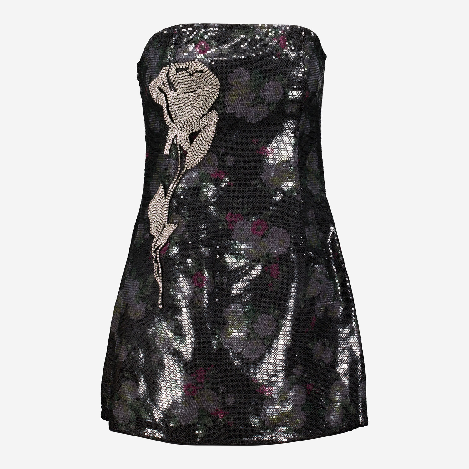 Black Sequin Floral Detail Bandeau Dress TK Maxx UK