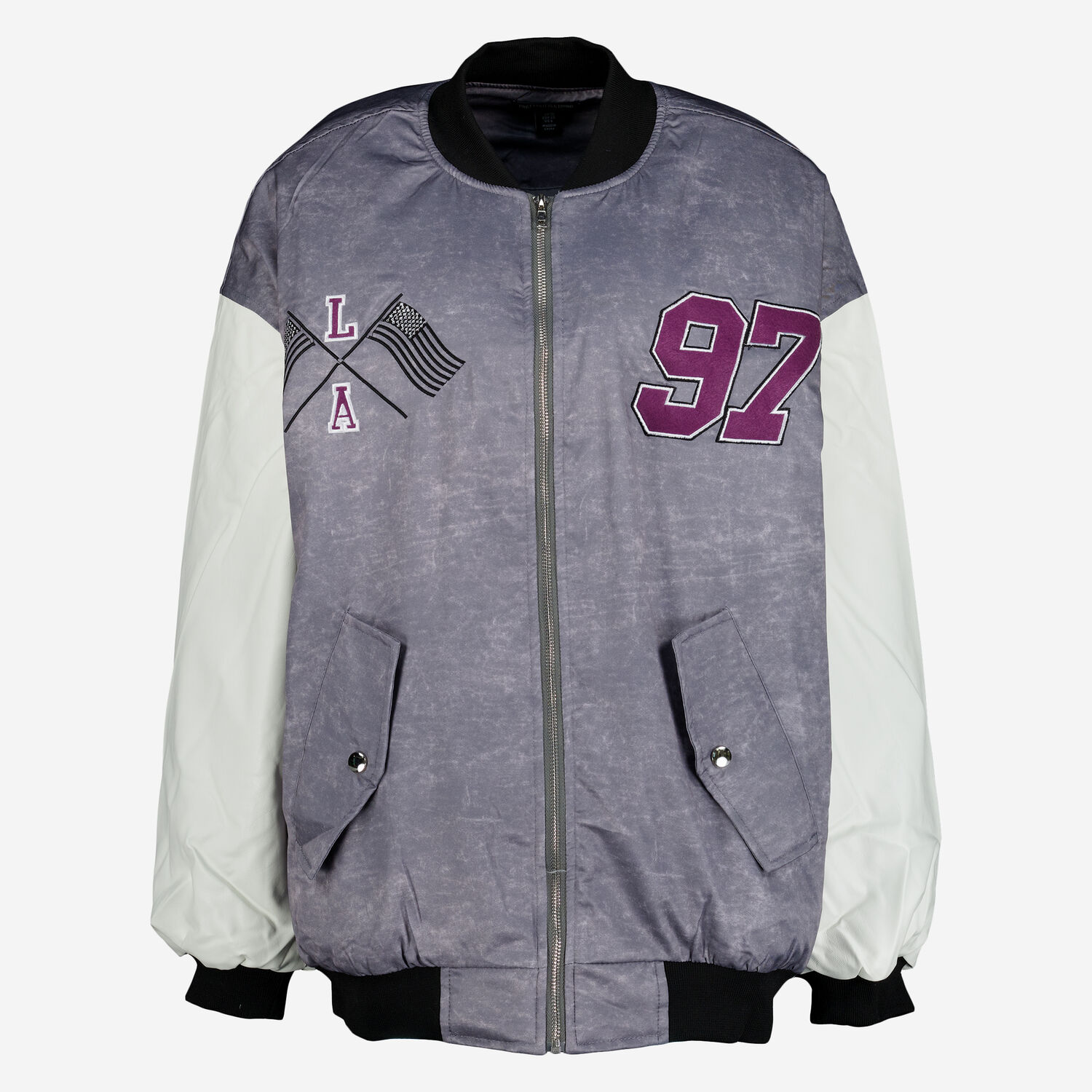 Grey White Padded Bomber Jacket TK Maxx UK - Main Image