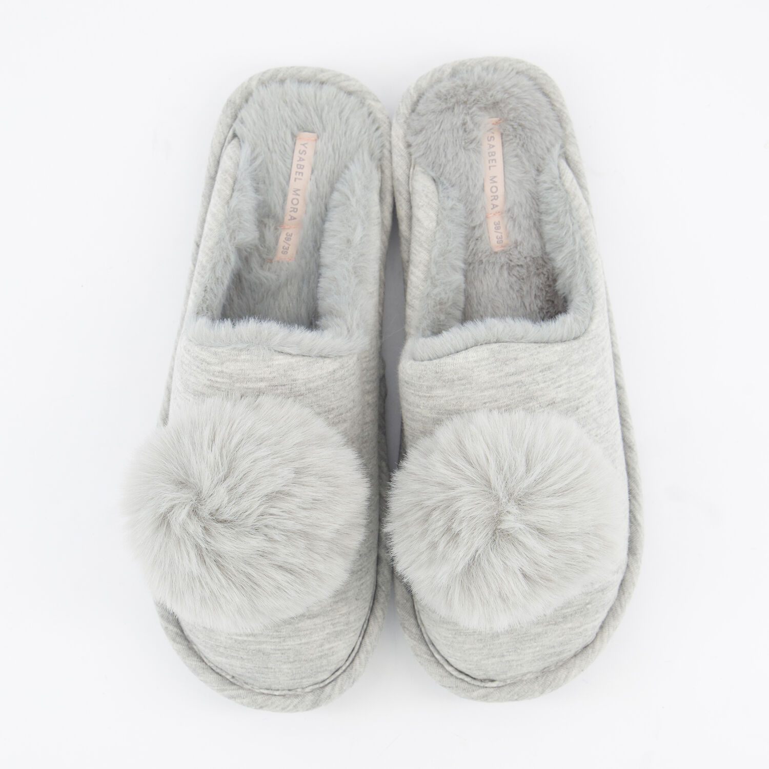 Grey Pom Pom Slippers TK Maxx UK