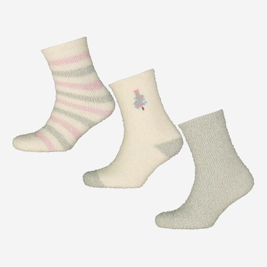 Three Pack Multicoloured Christmas Cozy Socks - Image 1 - please select to enlarge image