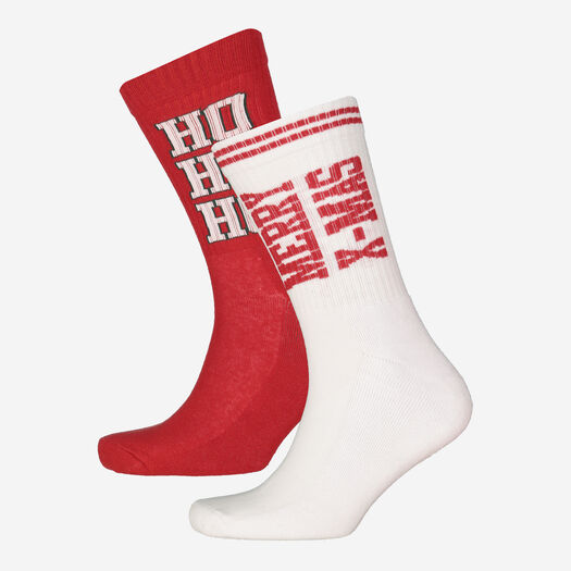 Two Pack Red & White Xmas Sports Socks - Image 1 - please select to enlarge image