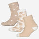 Three Piece Beige & White Leopard Patterned Sock Set  - Image 1 - please select to enlarge image