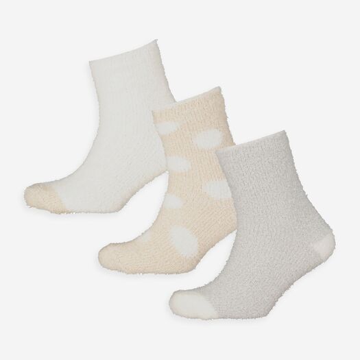 Three Pack Cream & Grey Cosy Socks - Image 1 - please select to enlarge image