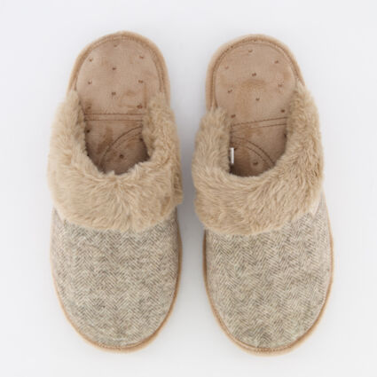 Taupe Velvet Mule Slippers - TK Maxx UK