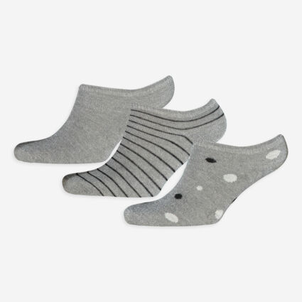 Three Pack Silver Tone Trainer Socks - Image 1 - please select to enlarge image