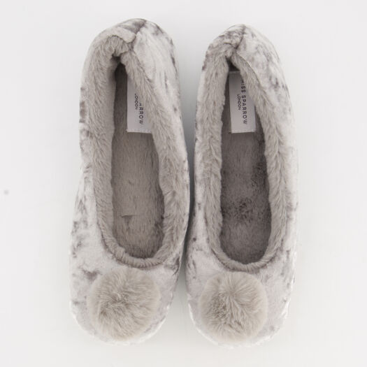 Silver Tone Velvet Ballet Slippers - Image 1 - please select to enlarge image