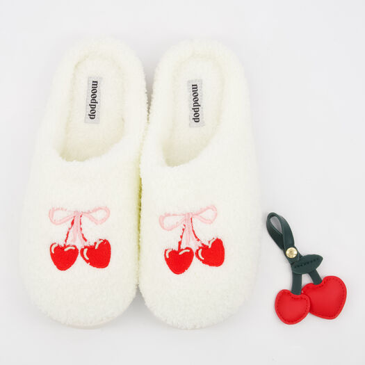 White Cherry Slippers - Image 1 - please select to enlarge image