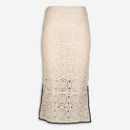 Taupe Crochet Midi Skirt  - Image 1 - please select to enlarge image