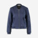 Navy Faux Suede Bomber Jacket - Image 1 - please select to enlarge image