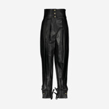 Black Faux Leather Wide Leg Trousers