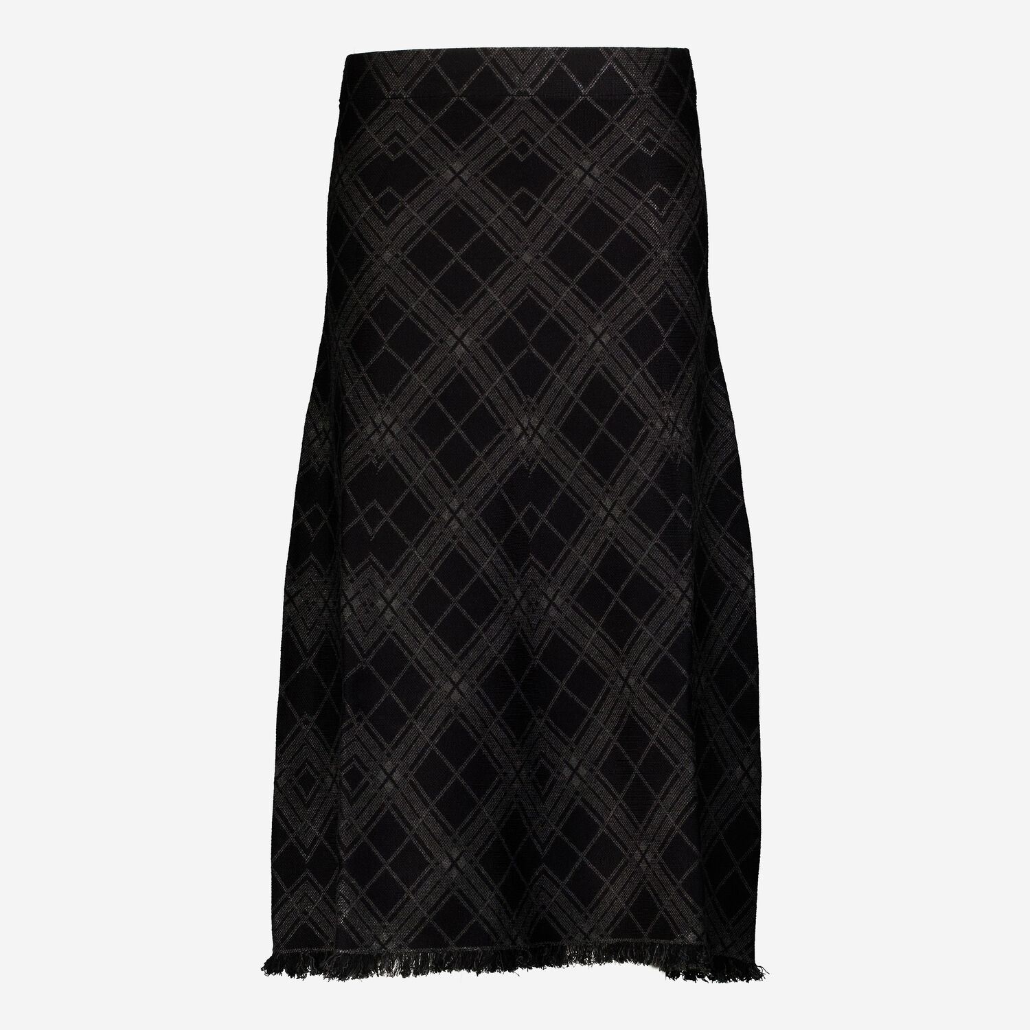Black Plaid Fringe Knit Midi Skirt TK Maxx UK