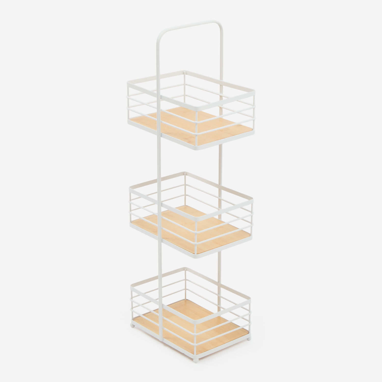 Weißer freistehender Badorganizer mit drei Ebenen 72x23,5cm