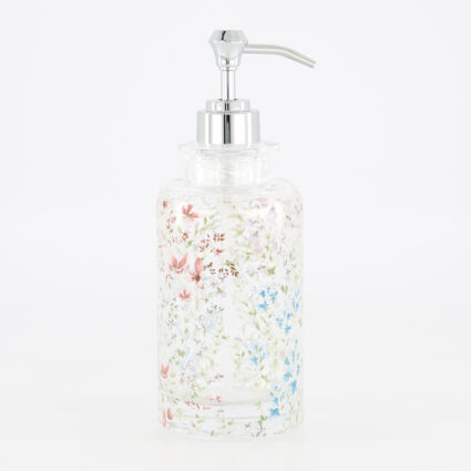 Clear Glass Floral Soap Dispenser 20x7.5cm - TK Maxx UK