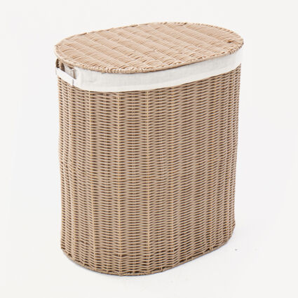 Light Beige Resin Laundry Basket Hamper 60x58cm - Image 1 - please select to enlarge image