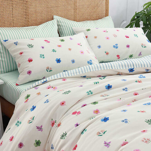 Double Warm White Dotty Duvet Cover Set 200TC - Image 1 - please select to enlarge image
