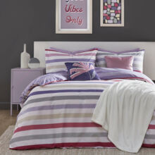 Double Lilac Carlson Stripe Duvet Set