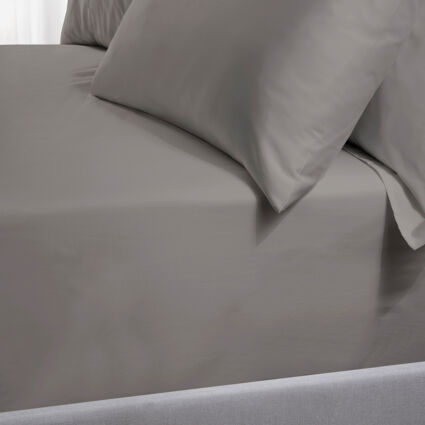 Superking Grey Fitted Sheet 240TC - Image 1 - please select to enlarge image