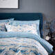 Super King White & Blue Duvet Cover Set 260x220cm - Image 2 - please select to enlarge image