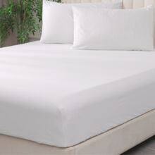 Double White Linen Fitted Sheet