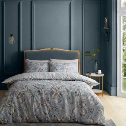 Double Blue Regal Floral Duvet Set - Image 1 - please select to enlarge image