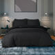 King Black Satin Stripe Duvet Set 225TC - Image 2 - please select to enlarge image