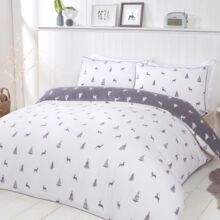 Superking Grey Ditsy Stags & Trees Duvet Set