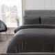 Double Charcoal Matt Velvet Duvet Cover Set - Image 1 - please select to enlarge image