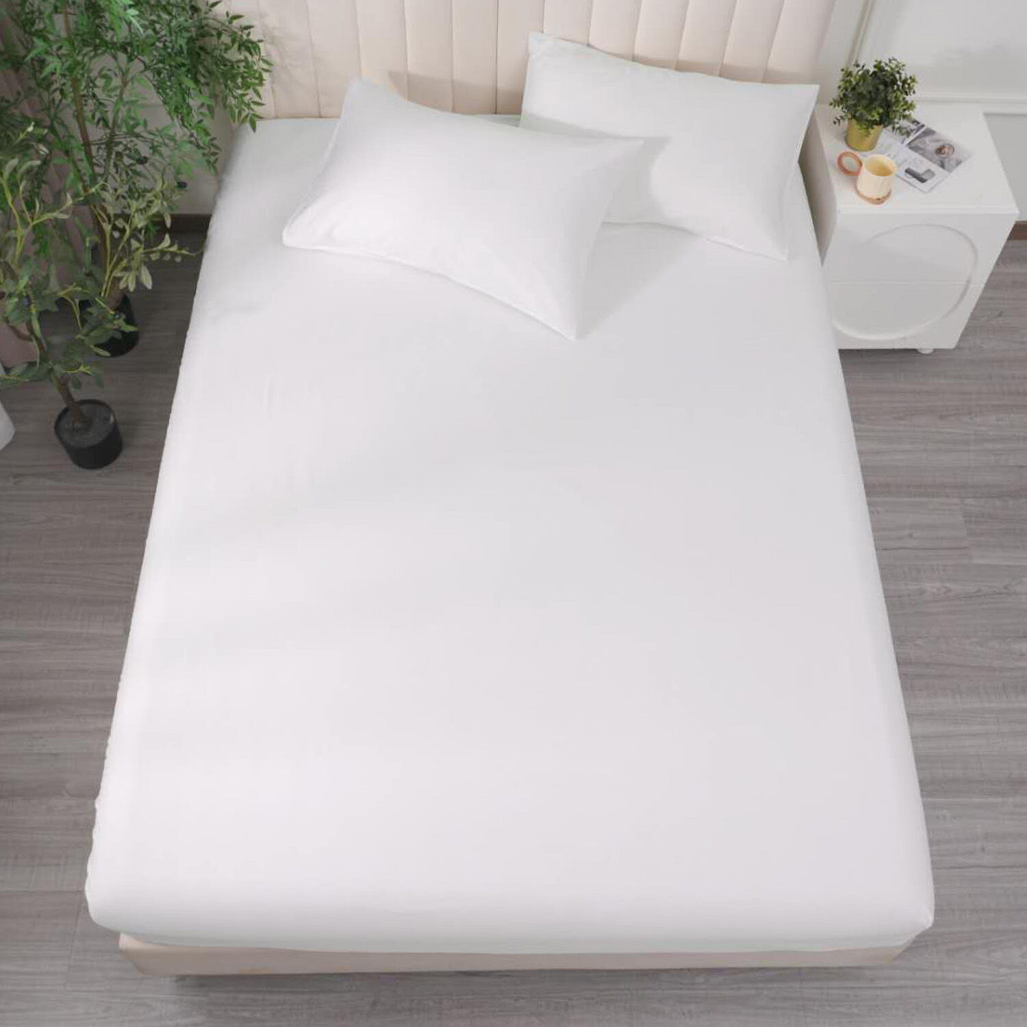 Single White Deep Fitted Sheet 400TC TK Maxx UK - Main Image