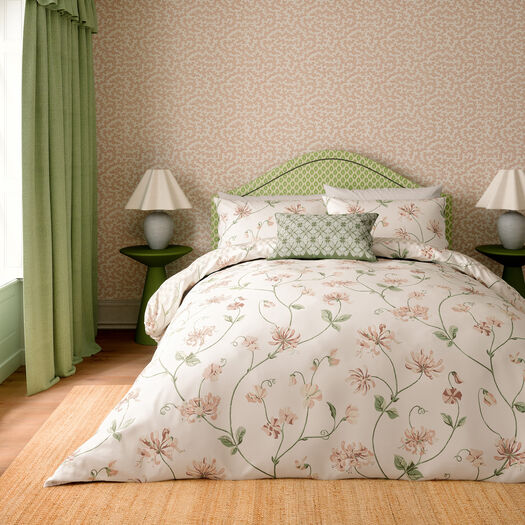 Double Cream Honeysuckle & Sweetpea Duvet Cover - Image 1 - please select to enlarge image