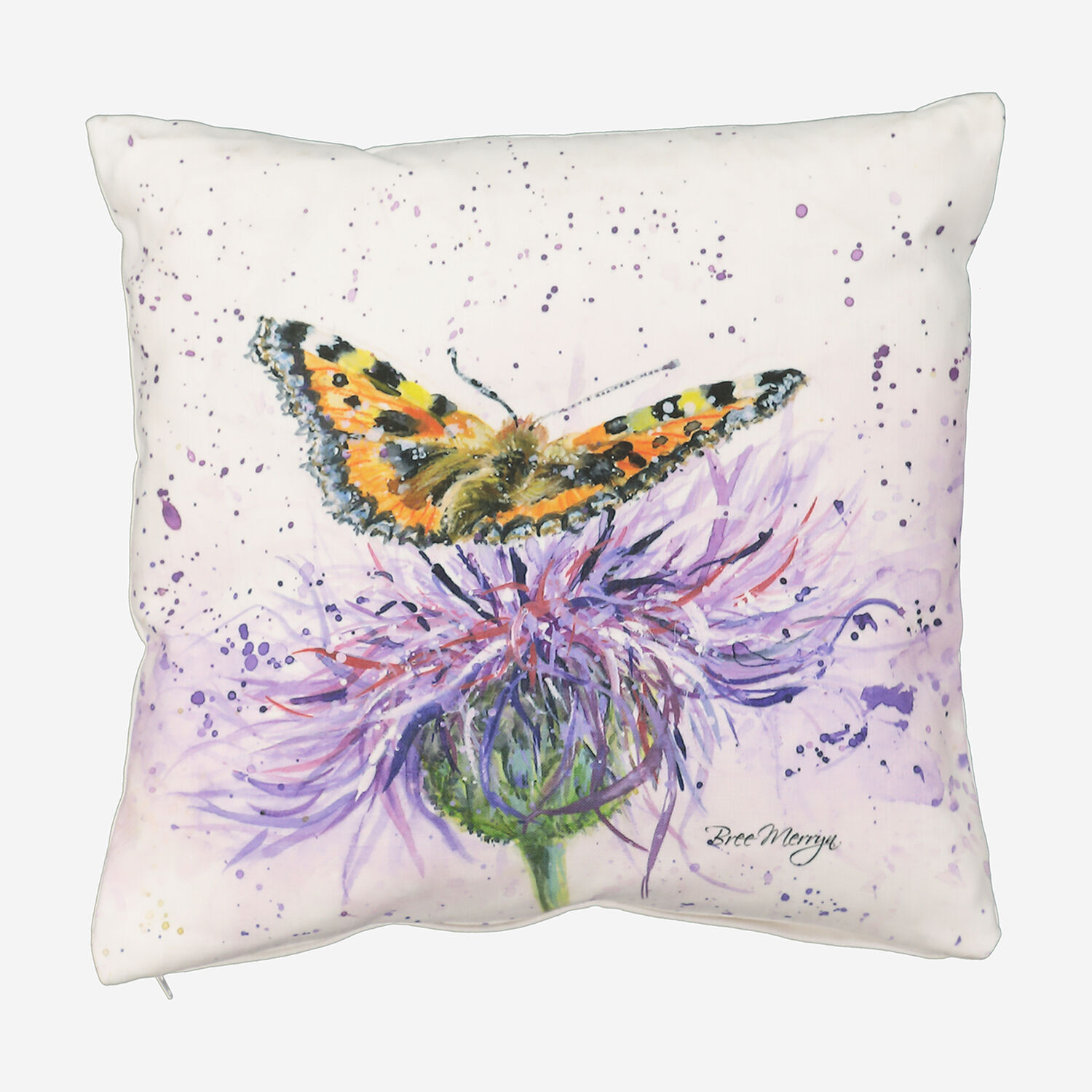 Multicolour Butterfly Thistle Pattern Cushion 43x43cm Multicolour Butterfly Thistle Pattern Cushion 43x43cm