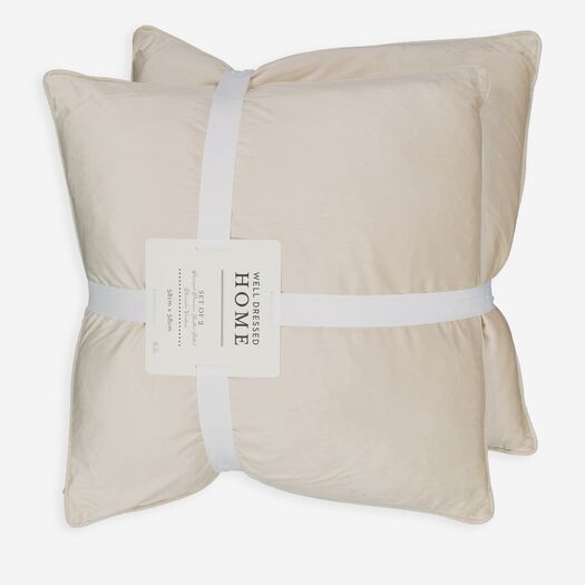 Two Pack Cream Velvet Cushions 58x58cm - Image 1 - please select to enlarge image