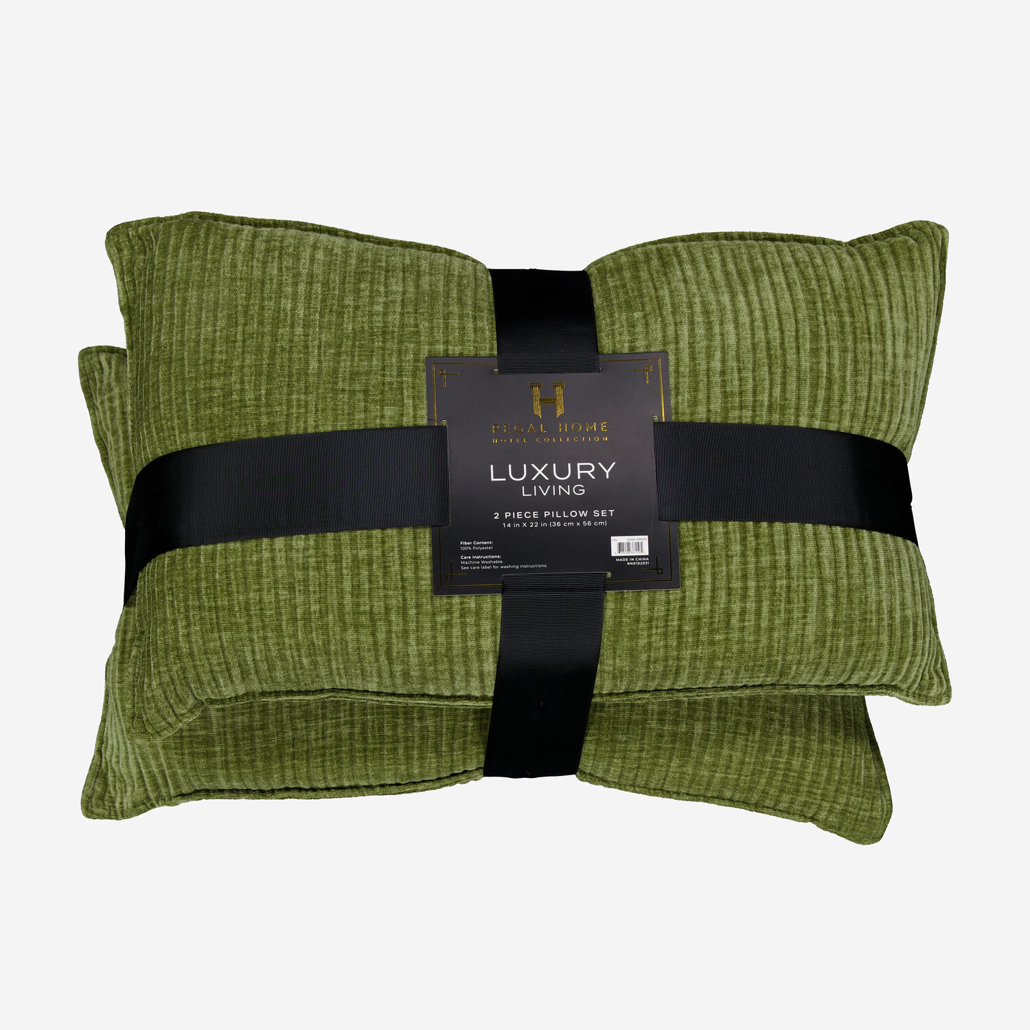 Two Pack Sage Ribbed Luxury Pillow Set 36x56cm TK Maxx UK