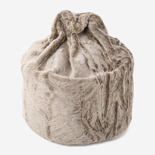 Grey Faux Fur Bean Bag - Image 1 - please select to enlarge image