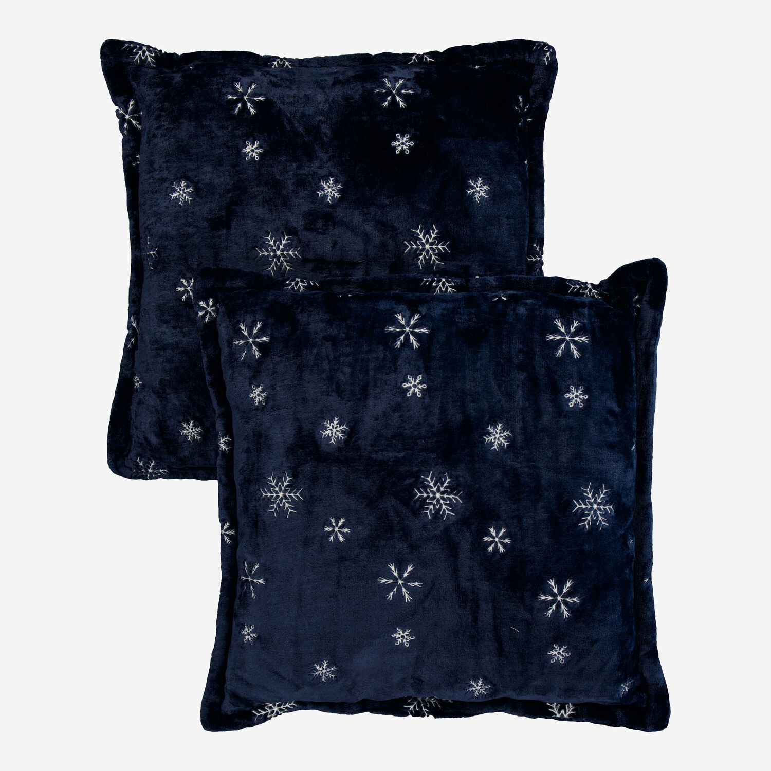 2er-Pack dunkelblaue Kissen mit Schneeflockenmuster 50x50cm